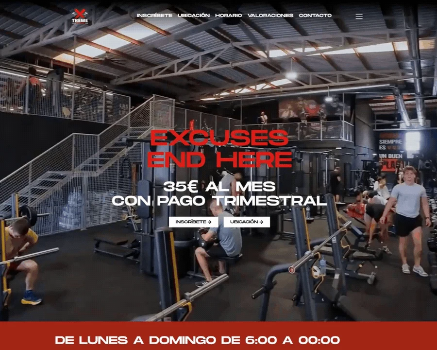 Xtreme Gym Jávea website — portfolio preview